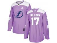 Men's Adidas NHL Tampa Bay Lightning #17 Alex Killorn Authentic Jersey Purple Fights Cancer Practice Adidas