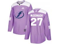 Men's Adidas NHL Tampa Bay Lightning #27 Ryan McDonagh Authentic Jersey Purple Fights Cancer Practice Adidas