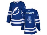 Men's Adidas NHL Tampa Bay Lightning #4 Vincent Lecavalier Authentic Jersey Blue Drift Fashion Adidas
