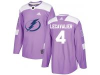 Men's Adidas NHL Tampa Bay Lightning #4 Vincent Lecavalier Authentic Jersey Purple Fights Cancer Practice Adidas