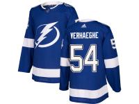 Men's Adidas NHL Tampa Bay Lightning #54 Carter Verhaeghe Authentic Home Jersey Royal Blue Adidas