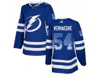 Men's Adidas NHL Tampa Bay Lightning #54 Carter Verhaeghe Authentic Jersey Blue Drift Fashion Adidas