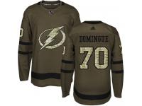 Men's Adidas NHL Tampa Bay Lightning #70 Louis Domingue Authentic Jersey Green Salute to Service Adidas