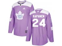 Men's Adidas NHL Toronto Maple Leafs #24 Kasperi Kapanen Authentic Jersey Purple Fights Cancer Practice Adidas