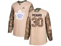 Men's Adidas NHL Toronto Maple Leafs #30 Calvin Pickard Authentic Jersey Camo Veterans Day Practice Adidas