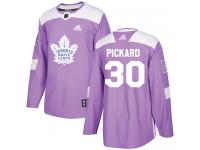 Men's Adidas NHL Toronto Maple Leafs #30 Calvin Pickard Authentic Jersey Purple Fights Cancer Practice Adidas