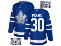 Men's Adidas NHL Toronto Maple Leafs #30 Calvin Pickard Authentic Jersey Royal Blue Fashion Gold Adidas