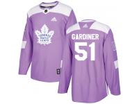 Men's Adidas NHL Toronto Maple Leafs #51 Jake Gardiner Authentic Jersey Purple Fights Cancer Practice Adidas