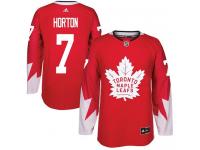 Men's Adidas NHL Toronto Maple Leafs #7 Tim Horton Authentic Alternate Jersey Red Adidas
