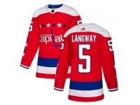 Men's Adidas NHL Washington Capitals #5 Rod Langway Authentic Alternate Jersey Red Adidas