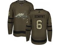 Men's Adidas NHL Washington Capitals #6 Michal Kempny Authentic Jersey Green Salute to Service Adidas