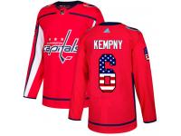 Men's Adidas NHL Washington Capitals #6 Michal Kempny Authentic Jersey Red USA Flag Fashion Adidas