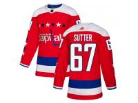 Men's Adidas NHL Washington Capitals #67 Riley Sutter Authentic Alternate Jersey Red Adidas