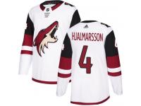 Men's Adidas Niklas Hjalmarsson Authentic White Away NHL Jersey Arizona Coyotes #4