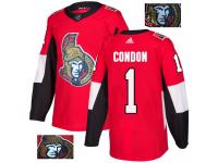 Men's Adidas Ottawa Senators #1 Mike Condon Red Authentic Fashion Gold NHL Jersey