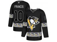 Men's Adidas Pittsburgh Penguins #10 Ron Francis Black Authentic Team Logo Fashion NHL Jersey