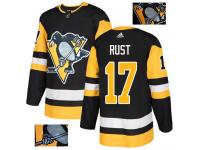 Men's Adidas Pittsburgh Penguins #17 Bryan Rust Black Authentic Fashion Gold NHL Jersey