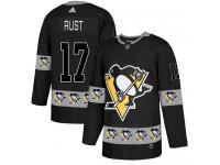 Men's Adidas Pittsburgh Penguins #17 Bryan Rust Black Authentic Team Logo Fashion NHL Jersey