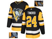 Men's Adidas Pittsburgh Penguins #24 Jarred Tinordi Black Authentic Fashion Gold NHL Jersey