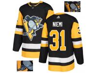 Men's Adidas Pittsburgh Penguins #31 Antti Niemi Black Authentic Fashion Gold NHL Jersey