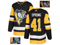 Men's Adidas Pittsburgh Penguins #41 Daniel Sprong Black Authentic Fashion Gold NHL Jersey