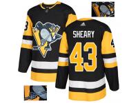 Men's Adidas Pittsburgh Penguins #43 Conor Sheary Black Authentic Fashion Gold NHL Jersey