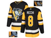 Men's Adidas Pittsburgh Penguins #8 Mark Recchi Black Authentic Fashion Gold NHL Jersey