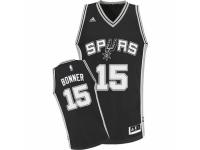 Men's Adidas San Antonio Spurs #15 Matt Bonner Swingman Black Road NBA Jersey