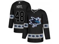 Men's Adidas San Jose Sharks #48 Tomas Hertl Black Authentic Team Logo Fashion NHL Jersey