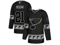 Men's Adidas St. Louis Blues #21 Tyler Bozak Black Authentic Team Logo Fashion NHL Jersey