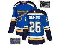 Men's Adidas St. Louis Blues #26 Paul Stastny Royal Blue Authentic Fashion Gold NHL Jersey