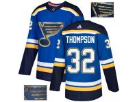 Men's Adidas St. Louis Blues #32 Tage Thompson Royal Blue Authentic Fashion Gold NHL Jersey