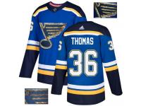 Men's Adidas St. Louis Blues #36 Robert Thomas Royal Blue Authentic Fashion Gold NHL Jersey
