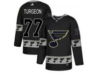 Men's Adidas St. Louis Blues #77 Pierre Turgeon Black Authentic Team Logo Fashion NHL Jersey