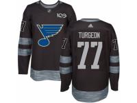 Men's Adidas St. Louis Blues #77 Pierre Turgeon Premier Black 1917-2017 100th Anniversary NHL Jersey