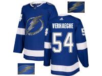 Men's Adidas Tampa Bay Lightning #54 Carter Verhaeghe Royal Blue Authentic Fashion Gold NHL Jersey