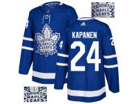 Men's Adidas Toronto Maple Leafs #24 Kasperi Kapanen Royal Blue Authentic Fashion Gold NHL Jersey