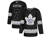 Men's Adidas Toronto Maple Leafs #7 Tim Horton Black Authentic Team Logo Fashion NHL Jersey