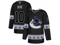 Men's Adidas Vancouver Canucks #10 Pavel Bure Black Authentic Team Logo Fashion NHL Jersey