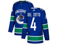Men's Adidas Vancouver Canucks #4 Michael Del Zotto Blue Home Authentic NHL Jersey