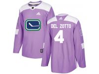 Men's Adidas Vancouver Canucks #4 Michael Del Zotto Purple Authentic Fights Cancer Practice NHL Jersey