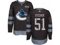 Men's Adidas Vancouver Canucks #51 Troy Stecher Black Authentic 1917-2017 100th Anniversary NHL Jersey