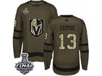 Men's Adidas Vegas Golden Knights #13 Brendan Leipsic Green Authentic Salute to Service 2018 Stanley Cup Final NHL Jersey