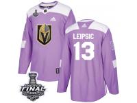 Men's Adidas Vegas Golden Knights #13 Brendan Leipsic Purple Authentic Fights Cancer Practice 2018 Stanley Cup Final NHL Jersey
