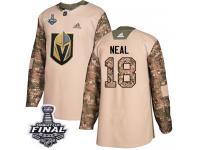 Men's Adidas Vegas Golden Knights #18 James Neal Camo Authentic Veterans Day Practice 2018 Stanley Cup Final NHL Jersey