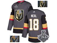 Men's Adidas Vegas Golden Knights #18 James Neal Gray Authentic Fashion Gold 2018 Stanley Cup Final NHL Jersey