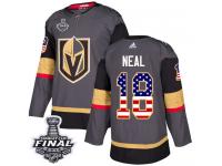 Men's Adidas Vegas Golden Knights #18 James Neal Gray Authentic USA Flag Fashion 2018 Stanley Cup Final NHL Jersey