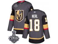 Men's Adidas Vegas Golden Knights #18 James Neal Gray Home Authentic 2018 Stanley Cup Final NHL Jersey