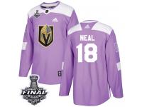 Men's Adidas Vegas Golden Knights #18 James Neal Purple Authentic Fights Cancer Practice 2018 Stanley Cup Final NHL Jersey