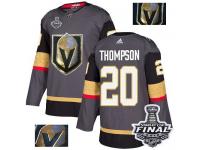 Men's Adidas Vegas Golden Knights #20 Paul Thompson Gray Authentic Fashion Gold 2018 Stanley Cup Final NHL Jersey